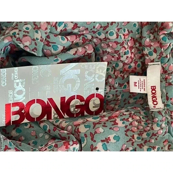 Bongo Juniors M Floral Flutter Sleeve V-Neck Blouse Multicolor Casual - Picture 4 of 5